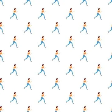 Woman running seamless pattern for active design Stock Illustration