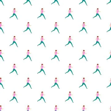Woman running seamless pattern for exercise and active lifestyle Stock Illustration