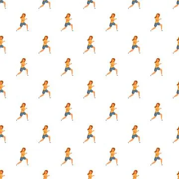 Woman running seamless pattern representing healthy lifestyle Illustrazione stock
