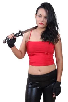 Woman samurai Stock Photos