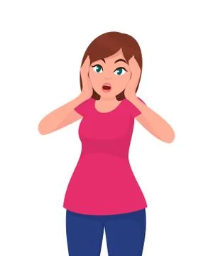 Woman with scared face expression. Stock Illustration