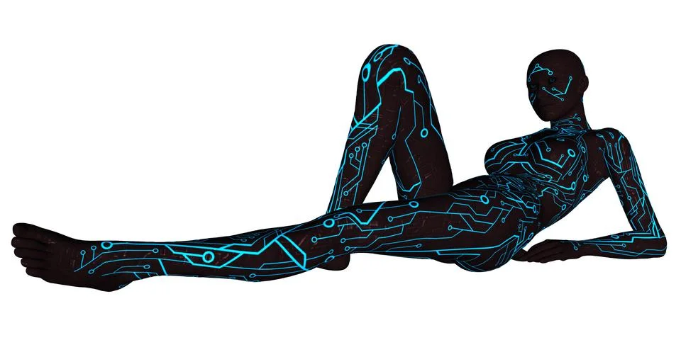 Woman sci-fi android Stock Illustration