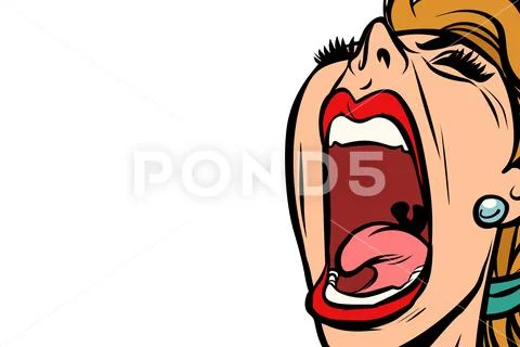 Woman Screaming, Isolated On White Background