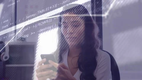 Woman scrolling phone while screen lighting up initiating tapping viewing tech Stock Footage 333999143