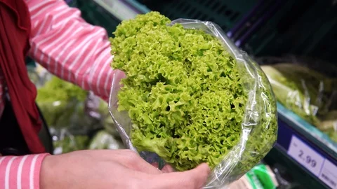 Woman selecting vegetable in organic section of supermarket Stock Footage 98651776
