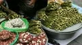 Woman Sell Beans Plants Seoul Vegetable Market Street Food South Korea Shopping HD Footage