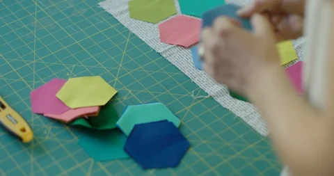Woman Separating Hexagons 스톡 동영상 105182630