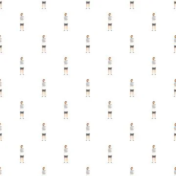 Woman server in uniform seamless pattern background Illustrazione stock
