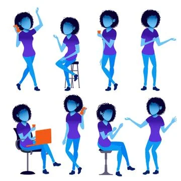 Woman Set Vector. Modern Gradient Colors. People In Action. Creative Person Stock Illustration