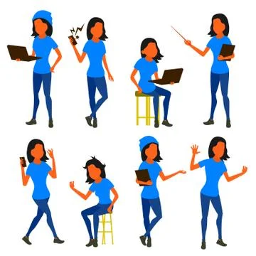 Woman Set Vector. Modern Gradient Colors. People Different Poses. Creative Stockillustratie