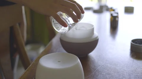 Woman Setting up Essential Oils Diffuser Stock Footage 210217654