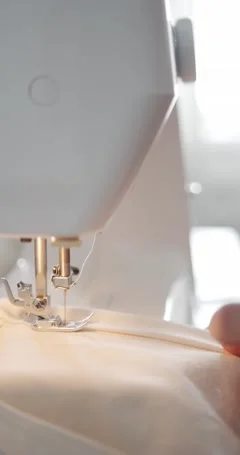 Hand on Sewer Stitch White Cloth using s, Stock Video