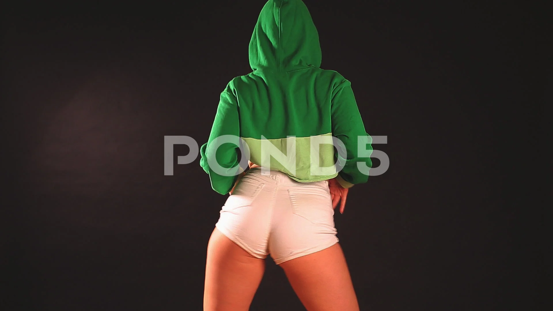 cute ebony girl in green shorts