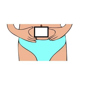 Woman showing empty card template to fill in the disease or reproductive he.. Stock Illustration