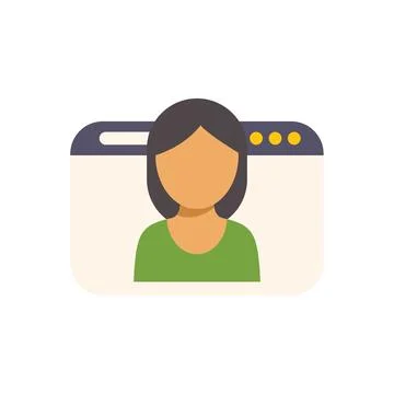 Woman showing in web browser window user profile interface 스톡 일러스트