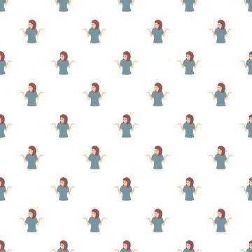 Woman shrugging creating an endless pattern of doubt Stock Illustration