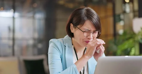 Woman is sick at work Stock Footage 246907667