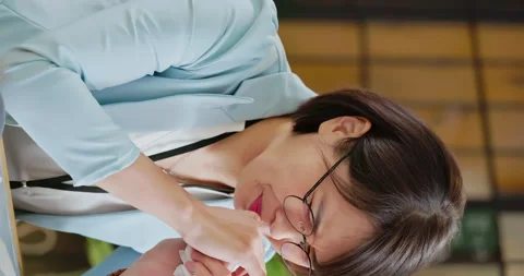 Woman is sick at work Stock Footage 246964880