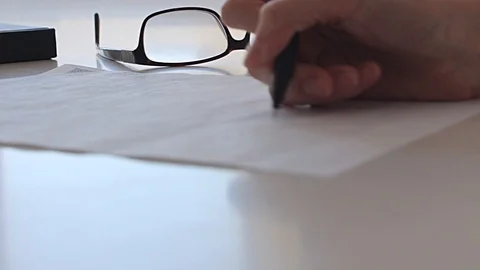 Woman signing document Stock Footage 89094428