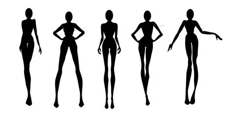 Woman silhouette set, models, vector, fashion illustration Stock Illustration