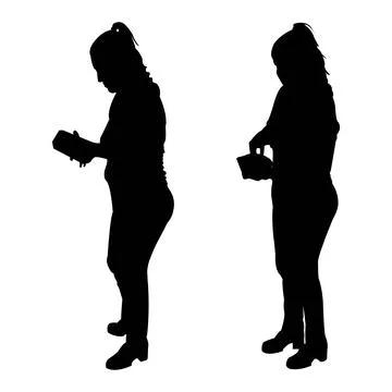 Woman silhouettes while she is using her wallet Stock Illustration