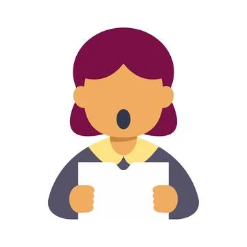 Woman singing while holding sheet music icon イラスト素材