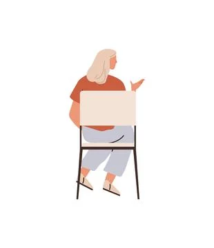 Woman Sitting and Gesturing While Seated on a Chair in Casual Attire Stockillustratie