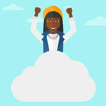 Woman sitting on cloud 库存插图
