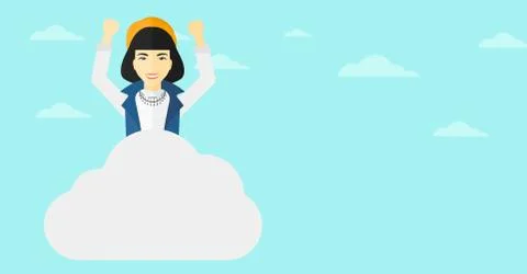 Woman sitting on cloud Stockillustratie