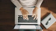 Woman Sitting On The Floor And Working On A Laptop, Top View Stock Footage