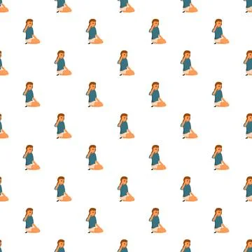 Woman sitting gesture repeating pattern background design Stock Illustration