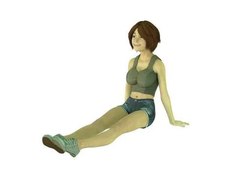 A woman sitting leg stretch Stock Illustration