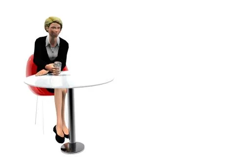 Woman sitting while drinking a beverage Stock Illustration