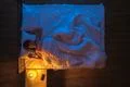 The woman sleeping on the bed. Evening night time. View from above Photo