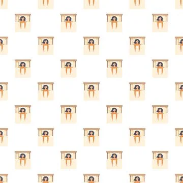 Woman sleeping in bed repeating pattern Stock Illustration