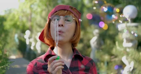 Woman with soap bubbles Stock Footage 138650144