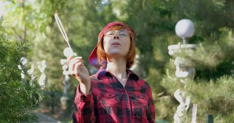 Woman with soap bubbles Stock Footage 138650153