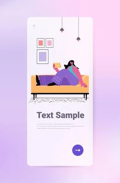 Woman on sofa using tablet pc social media network communication concept full Stock Illustration