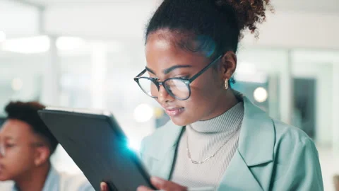 Woman, software developer and writing with tablet for UI testing, UX or app Stock Footage 297239323