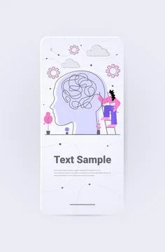 Woman solving psychological problem in tangled brain psychotherapy session 스톡 일러스트