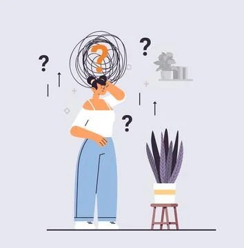 Woman solving psychological problem in tangled brain psychotherapy session Illustrazione stock