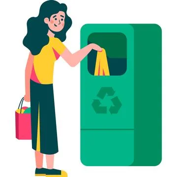 Woman sorting garbage vector icon isolated on white 库存插图