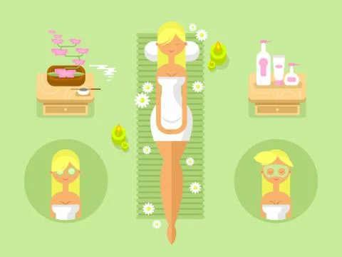 Woman spa design flat Stock Illustration