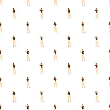 Woman speaking pattern creating seamless background 스톡 일러스트