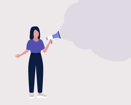 Woman speaks into a megaphone Stock Illustration