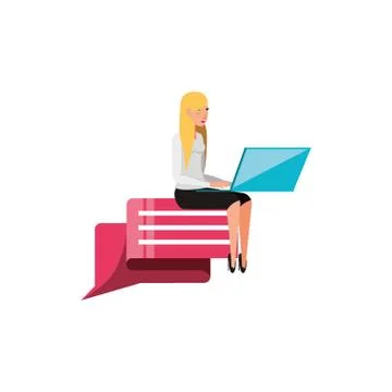 Woman with speech bubble in shape rectangle 스톡 일러스트