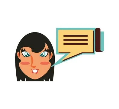 Woman with speech bubble in shape rectangle イラスト素材