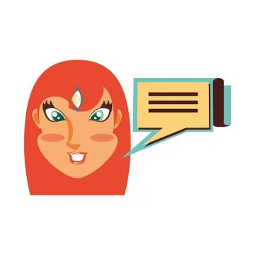 Woman with speech bubble in shape rectangle Stock Illustration