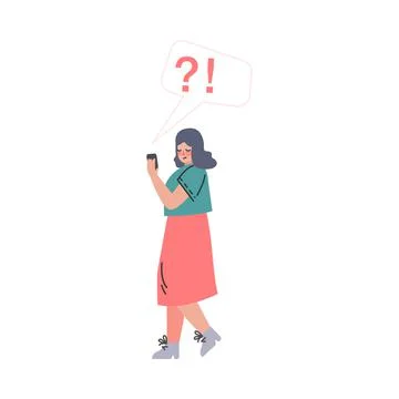 Woman Spreading Questionable Information Using Smartphone, Fake News Stock Illustration