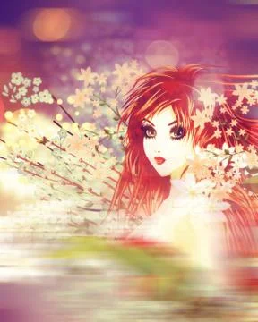 Woman with Spring Flowers 스톡 일러스트